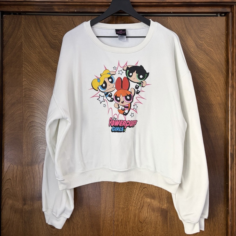 Powerpuff Girls Cartoon Network XXL Graphic Sweatshirt Crewneck White Cosplay